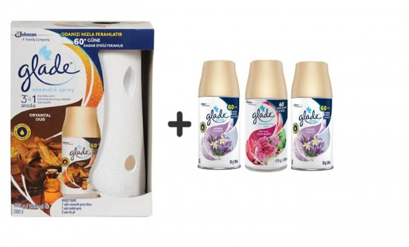 Glade Otomatik Sprey x Oryantal Oud x  Lavanta Ferahlığı x  Meyve&çiçek Buketi x Lavanta 3 x 269 Ml