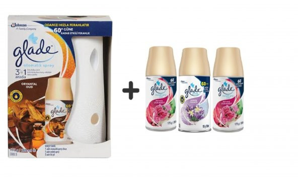 Glade Otomatik Spreyx Oryantal Oud x Meyve& Çiçek Buketix  Lavanta Ferahlığıx  Meyve& Çiçek 3 x 269Ml
