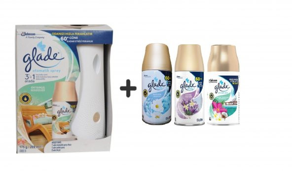 Glade Otomatik Sprey x Okyanus Sessizliği x Temizliğin Ferahlığı x Lavanta Ferahlığı x Tropikal 3 x 269 Ml