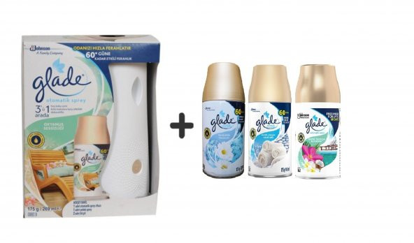 Glade Otomatik Sprey x Okyanus Sessizliği x Temizliğin Ferahlı x Temiz Çarşaf Ferahlı x Tropikal 3 x 269 Ml