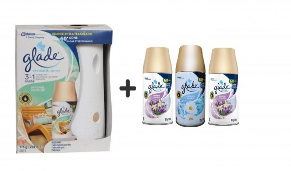 Glade Otomatik Sprey x Okyanus Sessizliği x Lavanta x Temizliğin Ferahlığı x Lavanta Ferahlığı 3 x 269 Ml