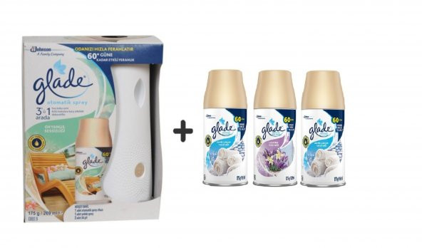 Glade Otomatik Sprey x Okyanus Sessizliği x Temiz Çarşaf Ferahlı x Lavanta x Temiz Çarşaf Ferahlı 3 x269 Ml