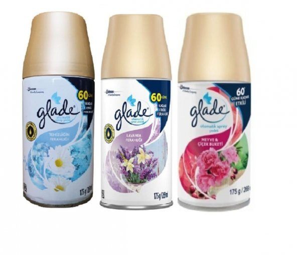 Glade Oda Kokusu Temizliğin Ferahlığı  x Lavanta Ferahlığı x Meyve & Çiçek Buketi Yedek Sprey  3 x 269 Ml