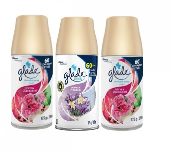 Glade Oda Kokusu Meyve & Çiçek Buketi x Lavanta Ferahlığı x  Meyve &Çiçek Buketi Yedek Sprey  3 x 269 Ml