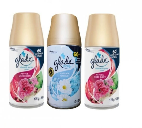 Glade Oda Kokusu Meyve & Çiçek Buketi x Temizliğin Ferahlığı x  Meyve &Çiçek Buketi Yedek Sprey 3 x 269 Ml