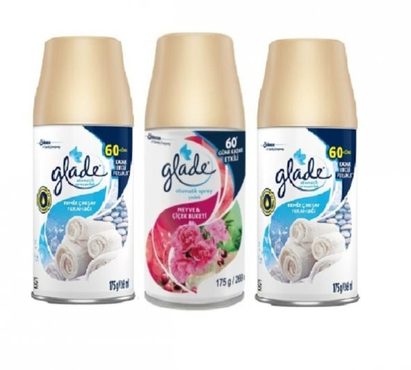 Glade Oda KokusuTemiz Çarşaf Ferahlığı x Meyve & Çiçek Buketi xTemiz Çarşaf Ferahlığı Yedek Sprey 3 x 269 Ml