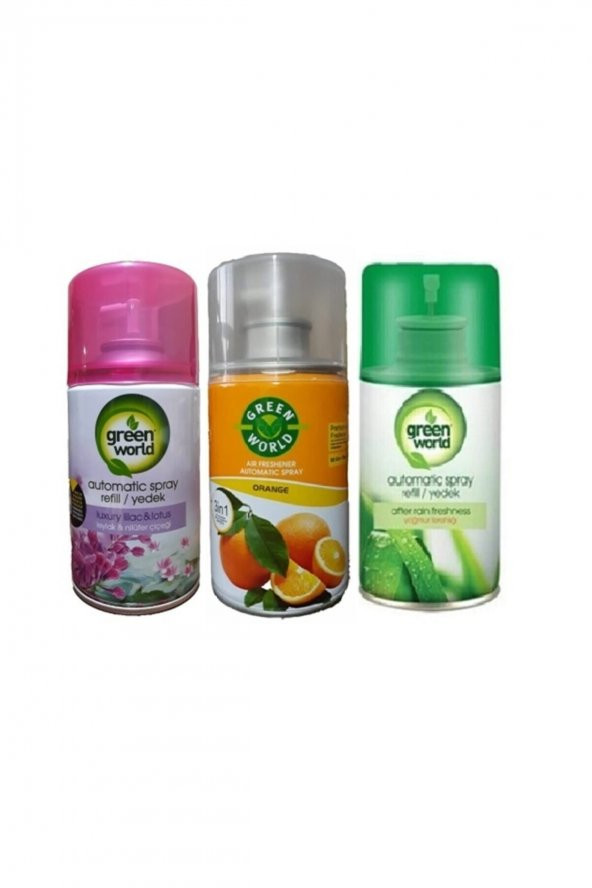 Oda Kokusu Parfümü Leylak & Nilüfer Çiçeği +Orange Portakal +Yağmur Ferahlığı + Yedek Sprey 3x250ml