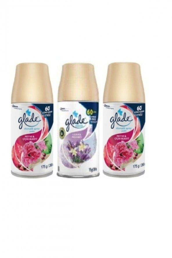 Glade Otomatik Sprey Oda Kokusu Meyve & Çiçek Buketi Yedek  +  Lavanta Ferahlığı 3 X 269 Ml