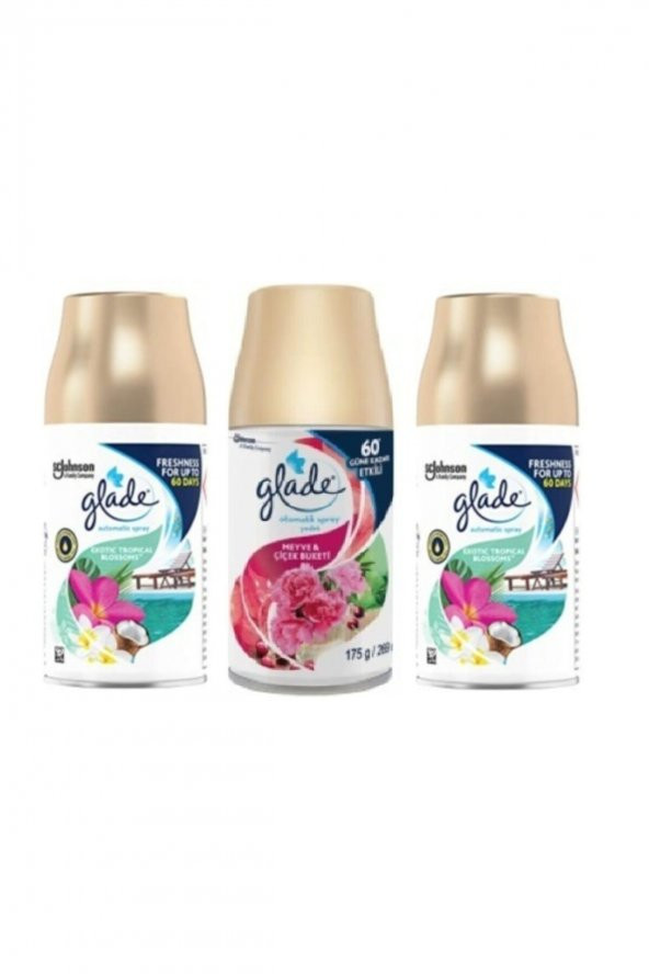 Glade Otomatik Sprey Oda Kokusu Yedek Tropikal Floral + Meyve & Çiçek Buketi Yedek 3 X 269 Ml