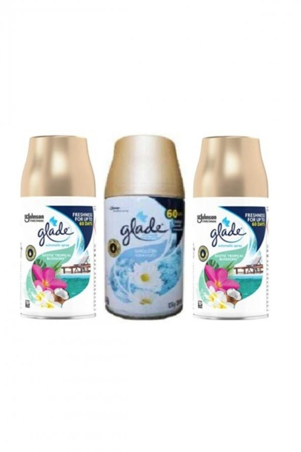 Glade Otomatik Sprey Oda Kokusu Yedek Tropikal Floral + Temizliğin Ferahlığı 3 X 269 M