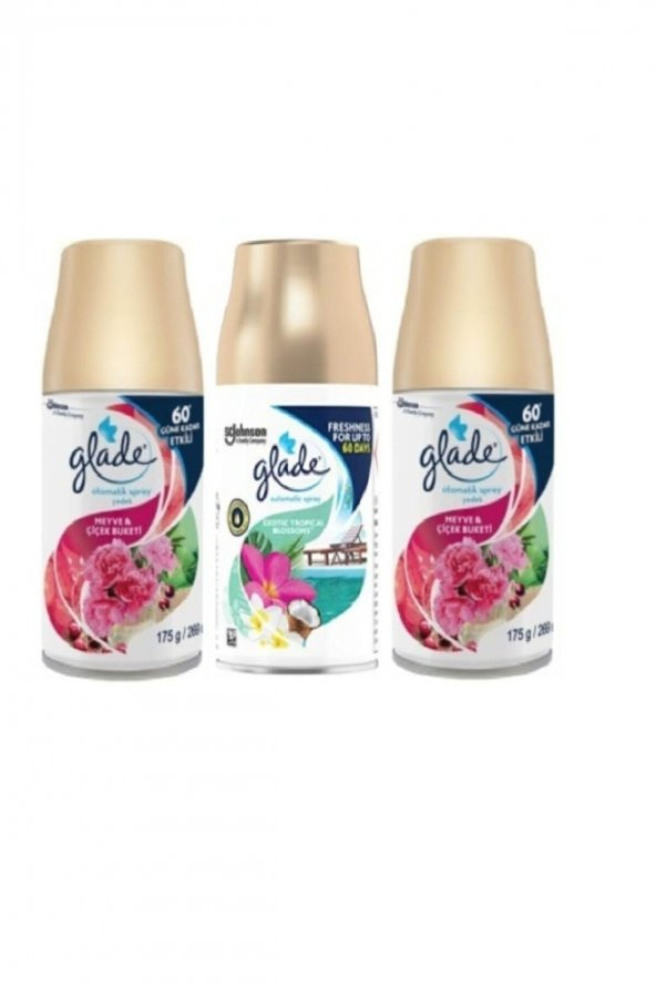 Glade Otomatik Oda Sprey Meyve & Çiçek Buketi Yedek +  Tropikal Floral 3 X 269 Ml