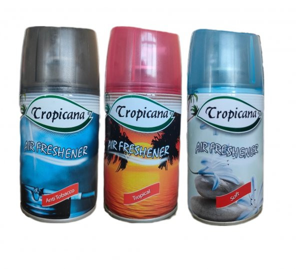 Tropicana Air Freshener Oda Kokusu Anti Tobacco + Tropikal + Soft Koku Parfüm Spreyi 260 Ml x 3 Adet