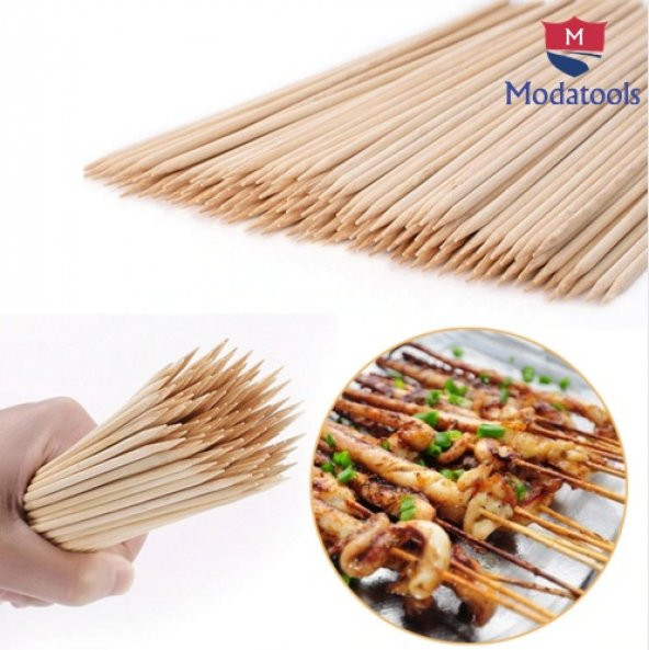 Ahşap Barbekü Şiş Doğal Ahşap Sopalarla Barbekü Aksesuarları Pişirme Aracı 25cm 100 Lu