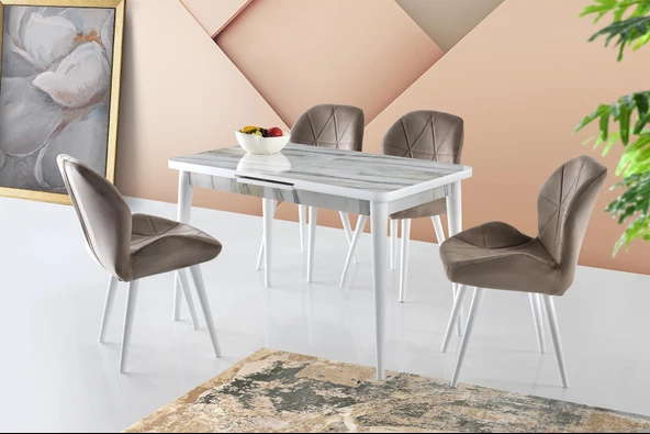 Silva Açılır Masa Calcutta +4 Adet Vera Sandalye Takım