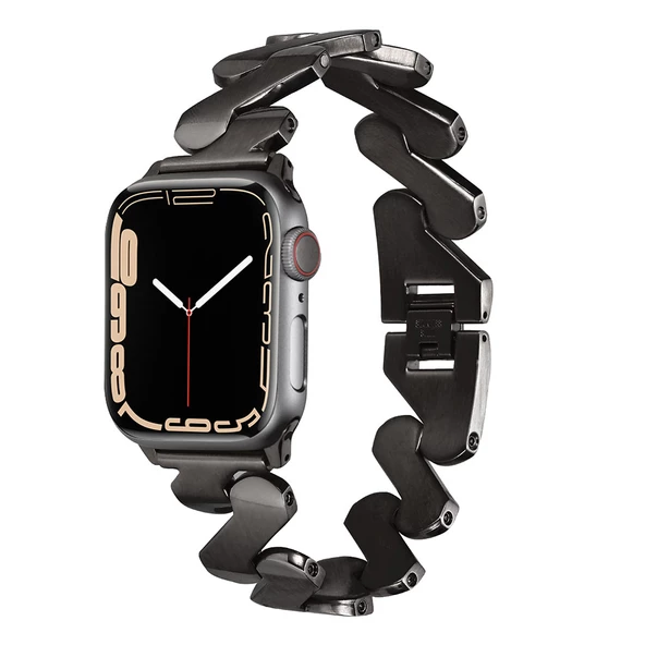 ​​​Apple Watch 38mm Kordon KRD-80 Metal Strap Kayış  Siyah