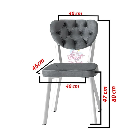 Silva Açılır  Masa Kristal +4 Adet Simge Metal Sandalye Takım - 7