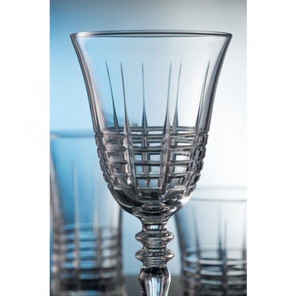 Kcd Helen Sade Kesme El Dekor Yaldızlı Desenli Cam 6 Adet Ayaklı Bardak Kadeh ürün görseli 1