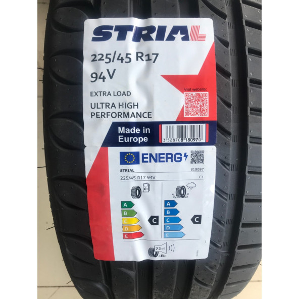 STRİAL 225/45R17 94V XL Ultra High Performance (2024 MODEL)MICHELİN LASTİKLERİ ÜRETİMİDİR.