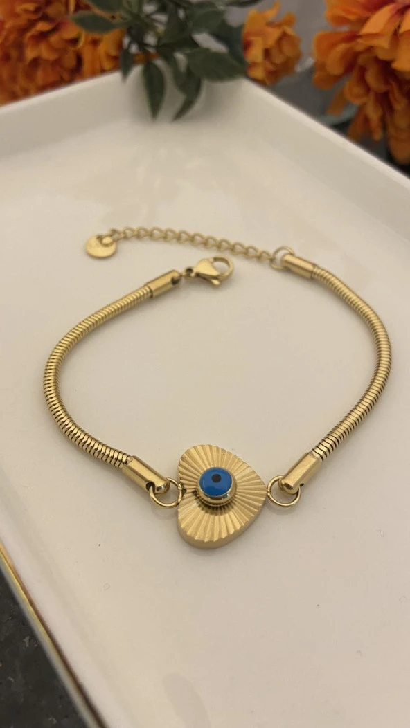 Aksesuar Çarşısı 316L ÇelikBurgu Zİncir Kalp Bİleklik Gold ürün görseli