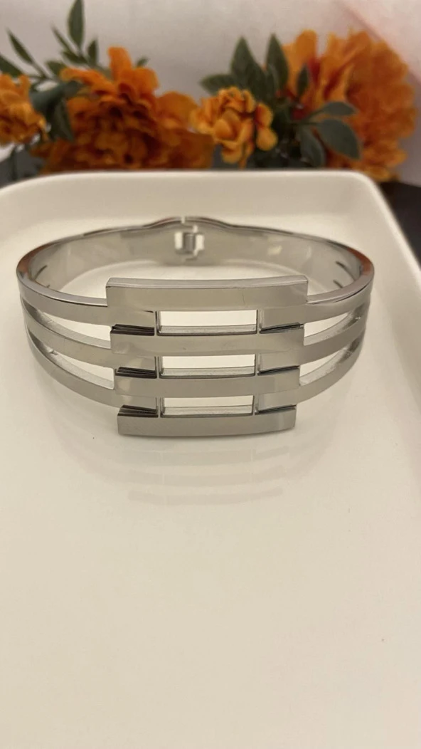 Aksesuar Çarşısı 316L Çelik Kaburga Bileklik Sİlver - Resim 3