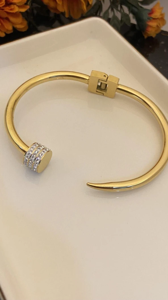Aksesuar Çarşısı Özel Seri Çivi Zirkon Taşlı Kelepçe Bileklik - Resim 2