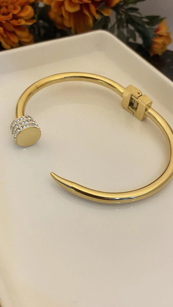 Aksesuar Çarşısı Özel Seri Çivi Zirkon Taşlı Kelepçe Bileklik - Resim 3