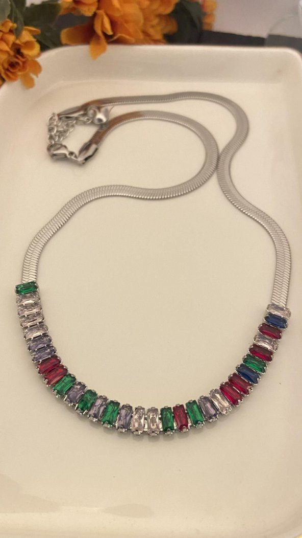Aksesuar Çarşısı İtalyan Zincir Üstü Su Yolu Model Çelik Kolye Silver - 2