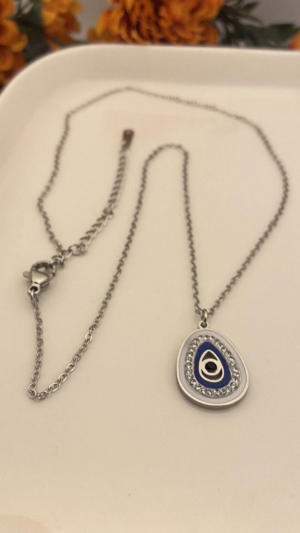 Aksesuar Çarşısı Nazar Boncuk Çelik Kolye - Resim 2