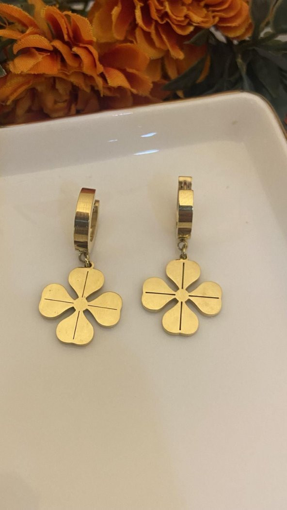 Aksesuar Çarşısı Vintege Yonca Gold Küpe ürün görseli