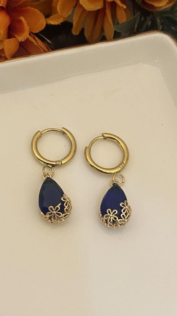 Aksesuar Çarşısı Mavi Damla Atş Küpe - Resim 3