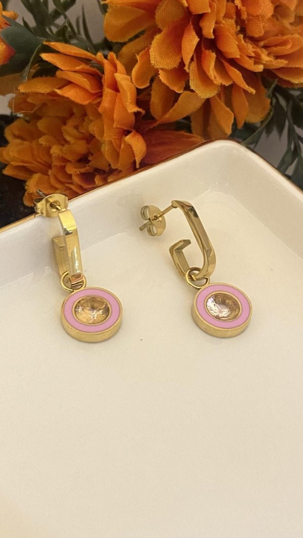 Aksesuar Çarşısı Pembe Silindir Küpe ürün görseli