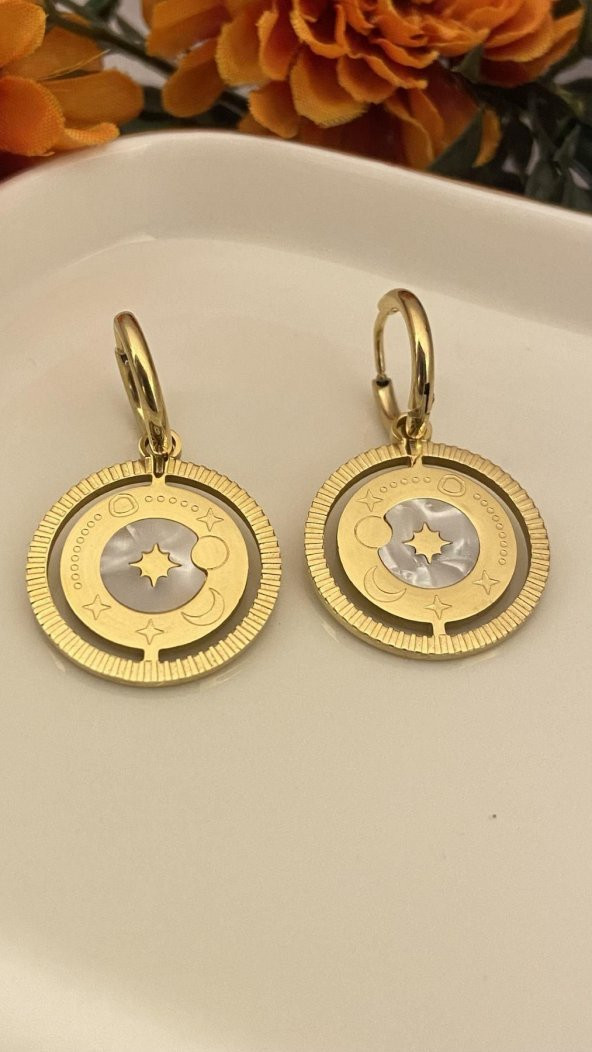 Aksesuar Çarşısı Ay Güneş Yıldız Küpe - Resim 2