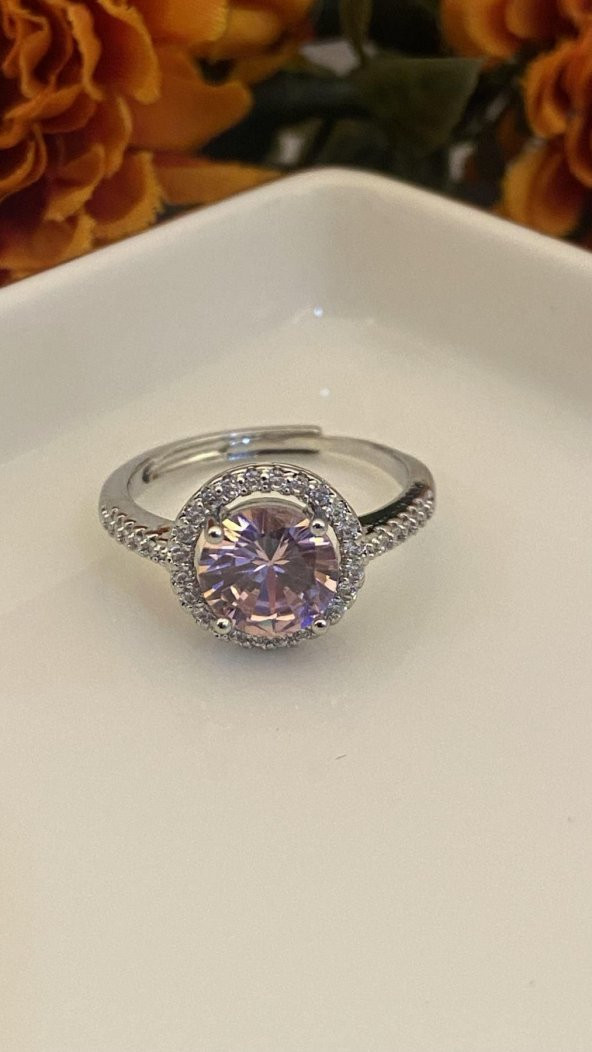 Aksesuar Çarşısı Pembe Zirkon Tek Taş Yüzük - 2