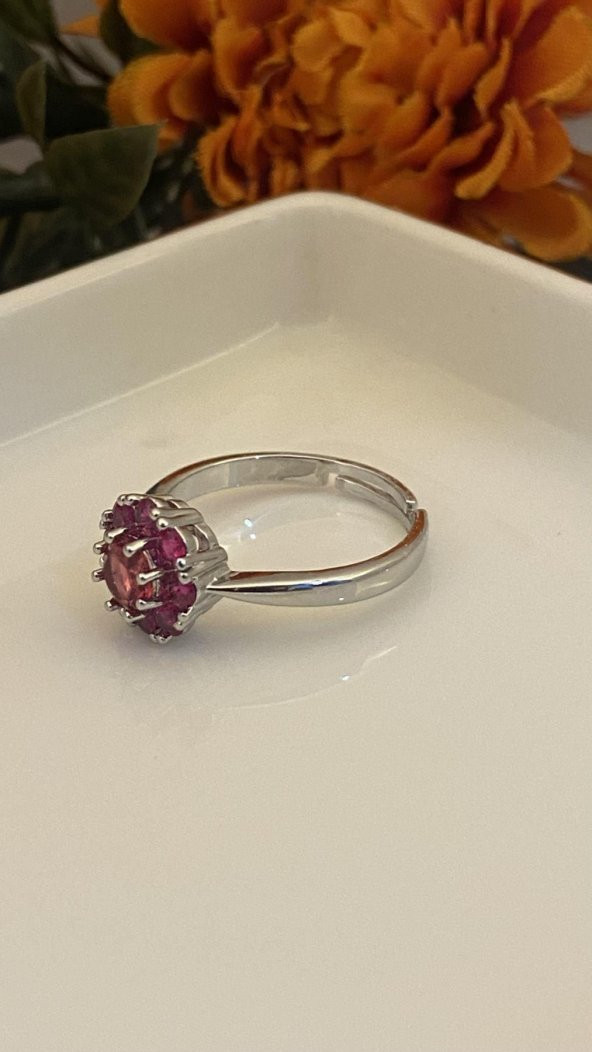 Aksesuar Çarşısı Pembe Çicek Tasarımlı Yüzük