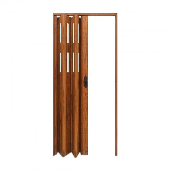 Faran Dekorasyon 87 x 215 Ceviz Renk Camlı Pvc Akordiyon Katlanır Kapı - FRNAKMODEL-45 - 3