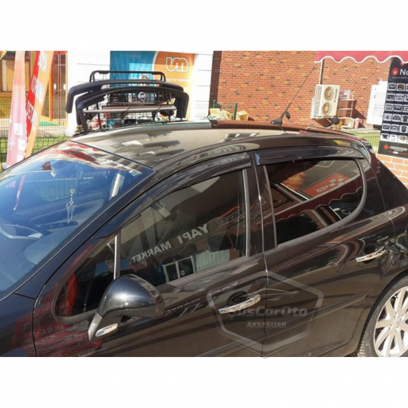 Peugeot 207 2006-2012 Uyumlu Mugen Cam Rüzgarlığı Seti Piano Black 4lü İthal - Resim 2