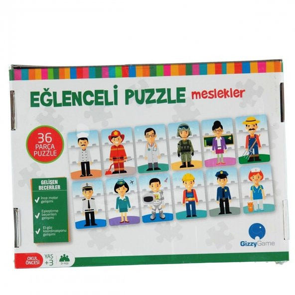 Eğitici Bebek Puzzle 3 Parçalı 10 Adet Meslekleri Öğreten Yapboz - 2