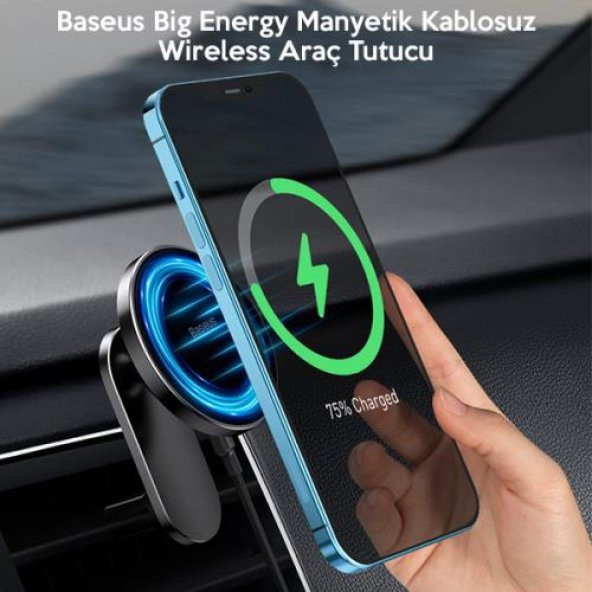 Baseus Magsafe İphone 11 12 13 14 Pro Max Kablosuz Araç Şarjı Araç Telefon Tutucu - 4