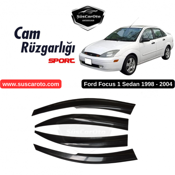 Ford Focus 1 Sedan 1998-2004 Uyumlu Mugen Cam Rüzgarlığı Seti Piano Black 4lü İthal - 11