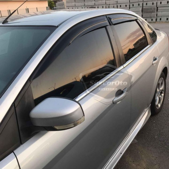 Ford Focus 2 - 2.5 Sedan 2004-2011 Uyumlu Mugen Cam Rüzgarlığı Seti Piano Black 4lü İthal - 2