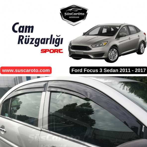Ford Focus 3 - 3.5 Sedan 2011-2017 Uyumlu Mugen Cam Rüzgarlığı Seti Piano Black 4lü İthal