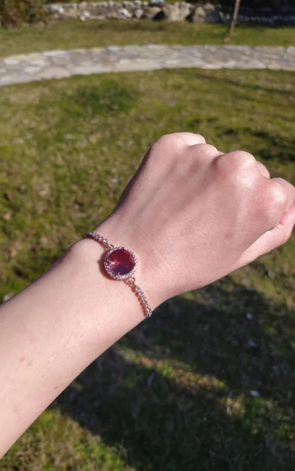 Bileklik Rose Gold Sultanit Zultanit Renk Değiştiren Taş  Bukalemun Zirkon Ayarlanabilir Asansörlü Bileklik - 2