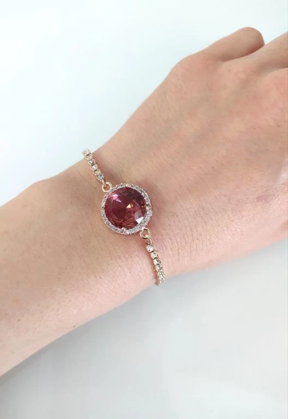 Bileklik Rose Gold Sultanit Zultanit Renk Değiştiren Taş  Bukalemun Zirkon Ayarlanabilir Asansörlü Bileklik - 5