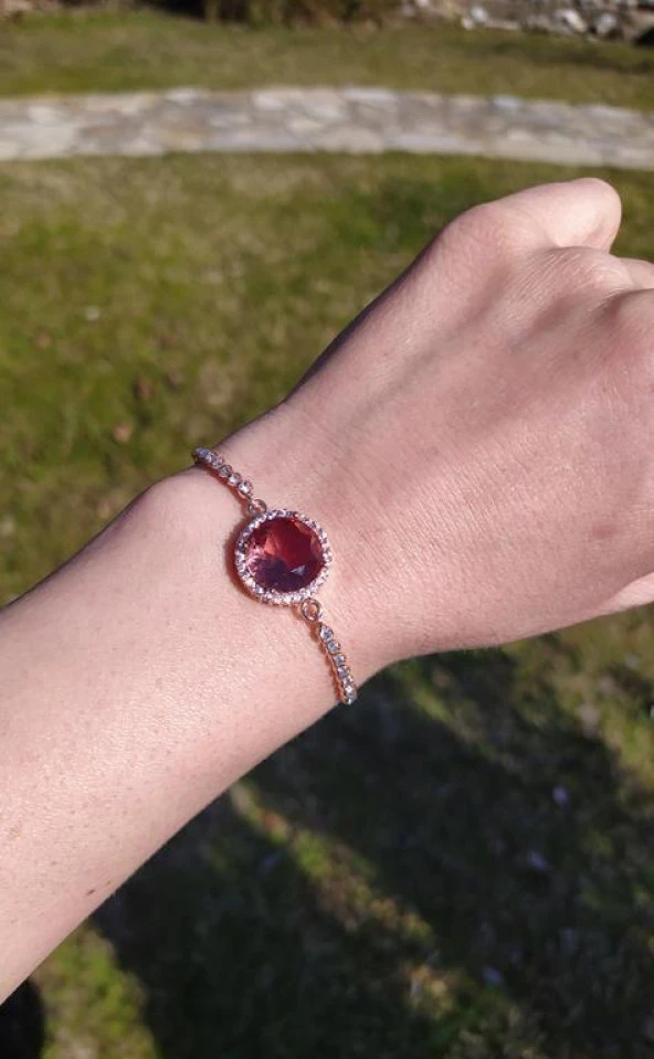Bileklik Rose Gold Sultanit Zultanit Renk Değiştiren Taş  Bukalemun Zirkon Ayarlanabilir Asansörlü Bileklik - 6