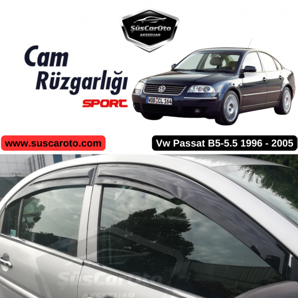 Vw Passat B5 - B5.5 1996-2005 Uyumlu Mugen Cam Rüzgarlığı Seti Piano Black 4lü İthal