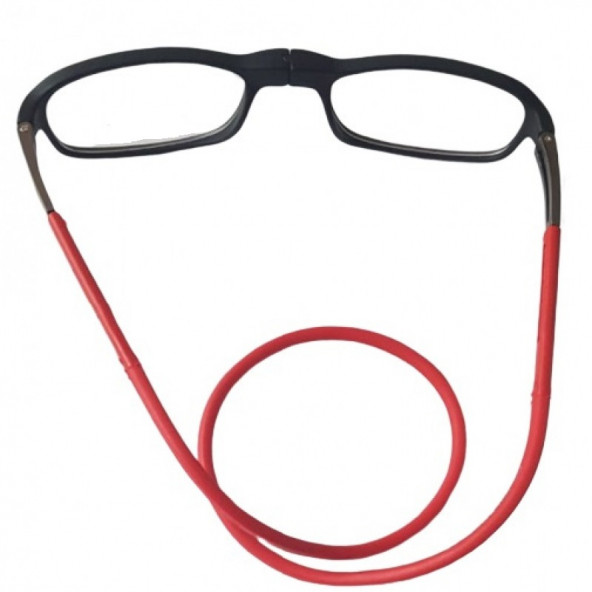 Mıknatıslı Okuma Gözlüğü Siyah Sapı Kırmızı - 3