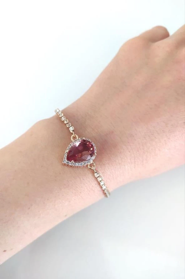 Bileklik Rose Gold Sultanit Zultanit Renk Değiştiren Taş Bukalemun Zirkon Ayarlanabilir Asansörlü Bileklik 14057 - 5