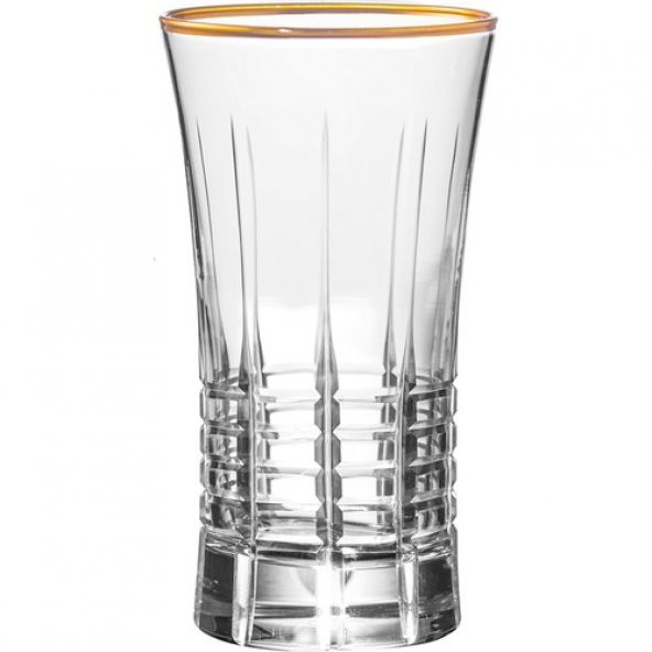 Kcd Helen Altın Kesme El Dekor Yaldızlı 6 Adet Desenli Su ve Meşrubat Bardak Takımı - Resim 2