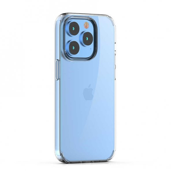 Gpack Apple iPhone 14 Pro Max Kılıf Coss Şeffaf Sert Kapak Silikon 5mm Nano Ekran Koruma