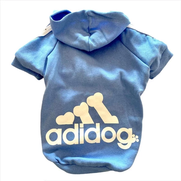 Bebek Mavisi Adidog Kapşonlu Kedi Sweatshirt Kedi Kazağı - 5